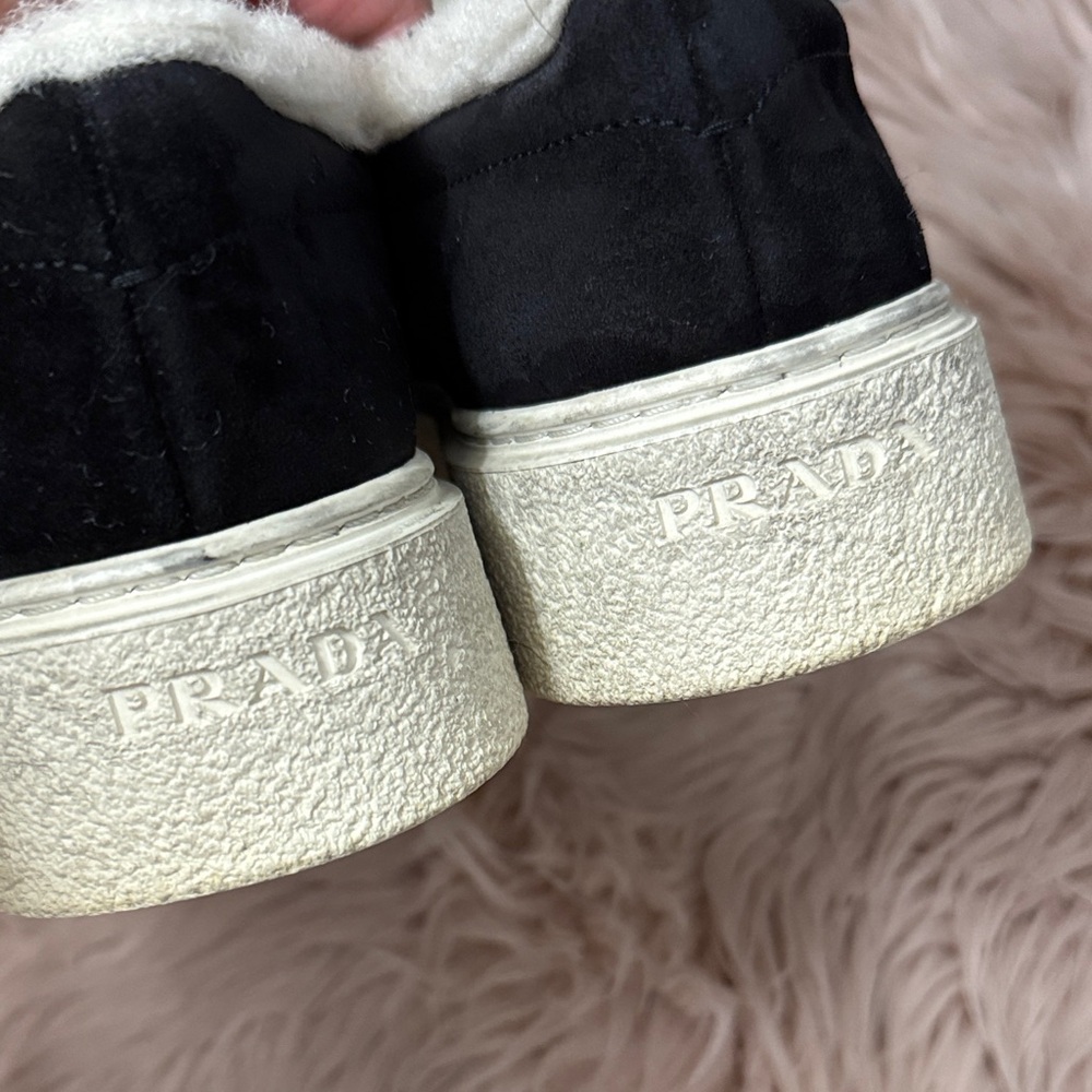 Prada Suede Sherling Black Slip-On Shoes size 37 or 7 to 7.5 - Picture 6 of 11